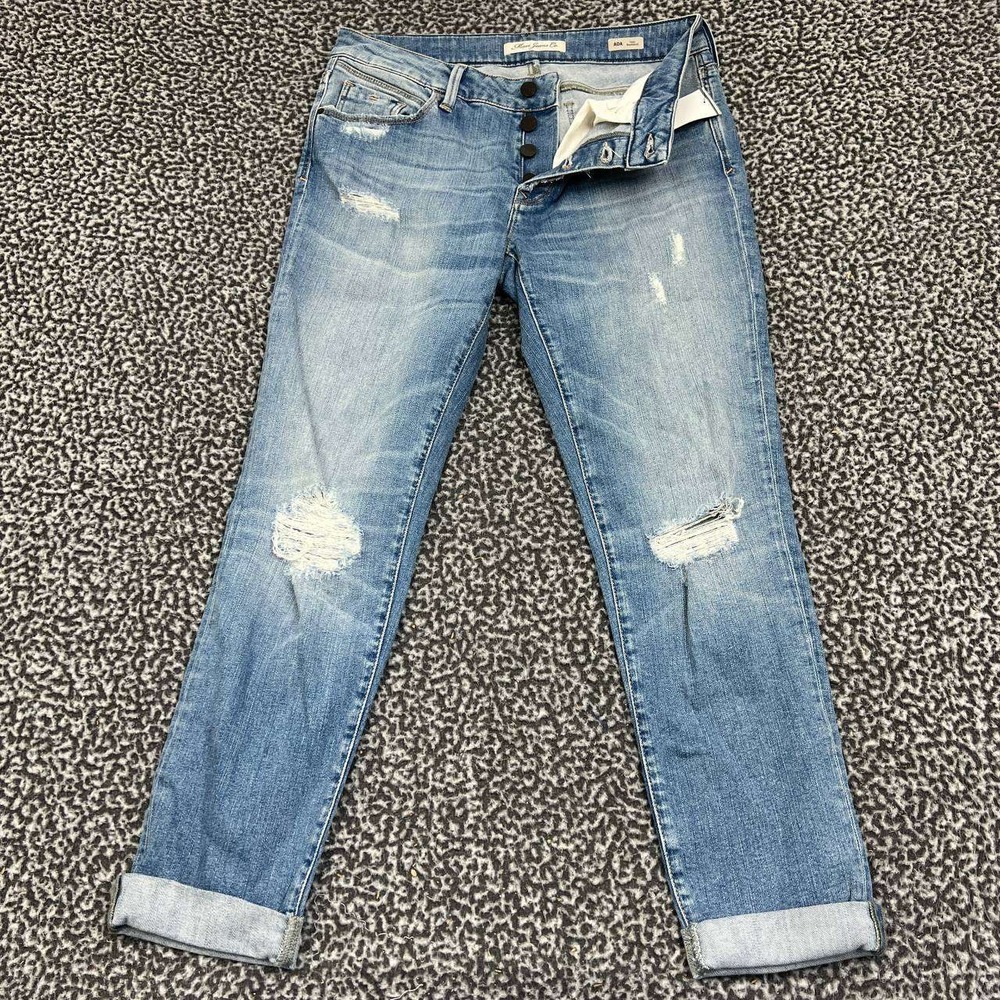 Mavi Ada Jeans Women 27x26 Blue Faded Distressed Sexy Boyfriend Cuffed Denim New